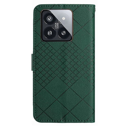 HT06 For Xiaomi 14 Pro Case PU Leather Litchi Texture Cellphone Cover with Stand and Wallet