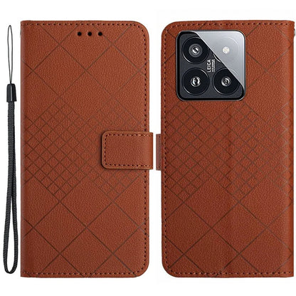 HT06 For Xiaomi 14 Pro Case PU Leather Litchi Texture Cellphone Cover with Stand and Wallet