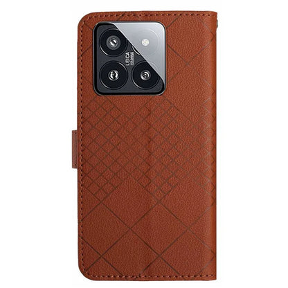 HT06 For Xiaomi 14 Pro Case PU Leather Litchi Texture Cellphone Cover with Stand and Wallet