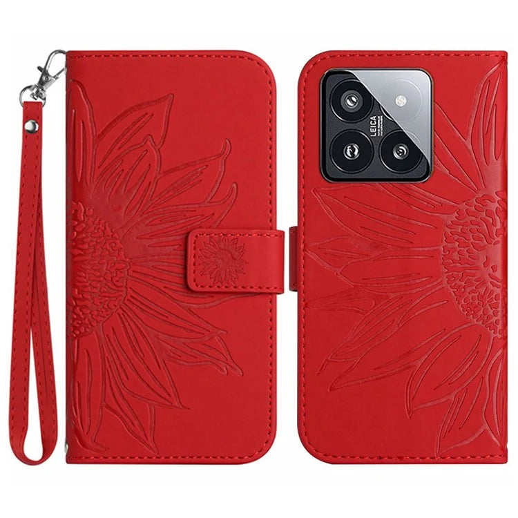 HT04 For Xiaomi 14 Pro Leather Case Skin-touch Phone Wallet Cover with Wrist Strap