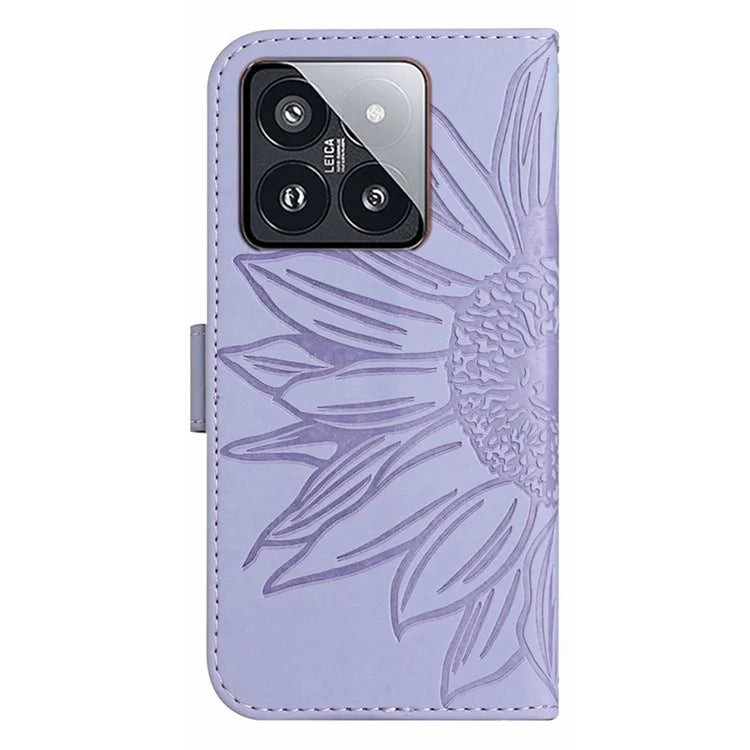 HT04 For Xiaomi 14 Pro Leather Case Skin-touch Phone Wallet Cover with Wrist Strap