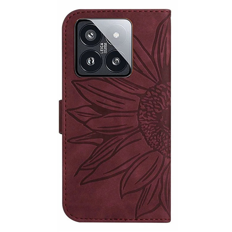 HT04 For Xiaomi 14 Pro Leather Case Skin-touch Phone Wallet Cover with Wrist Strap