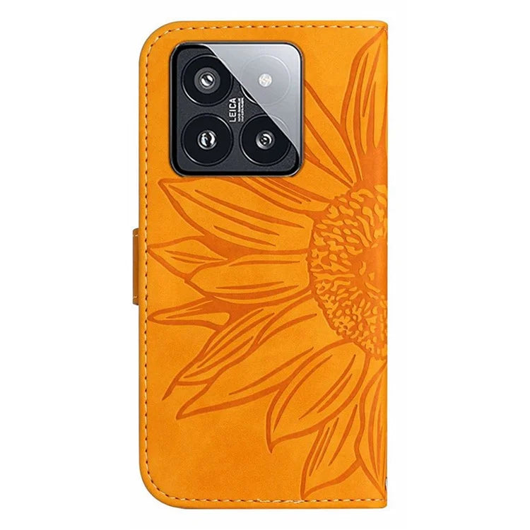 HT04 For Xiaomi 14 Pro Leather Case Skin-touch Phone Wallet Cover with Wrist Strap