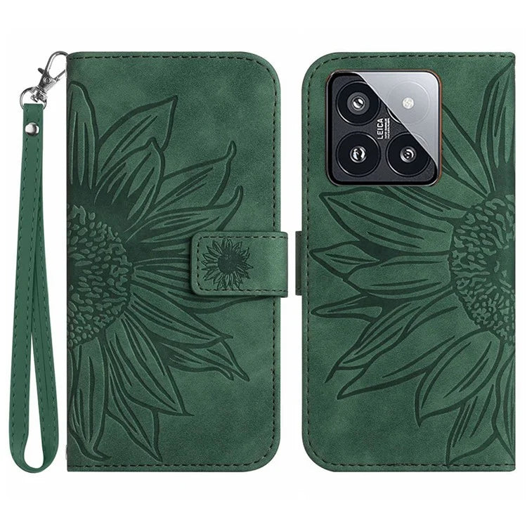 HT04 For Xiaomi 14 Pro Leather Case Skin-touch Phone Wallet Cover with Wrist Strap
