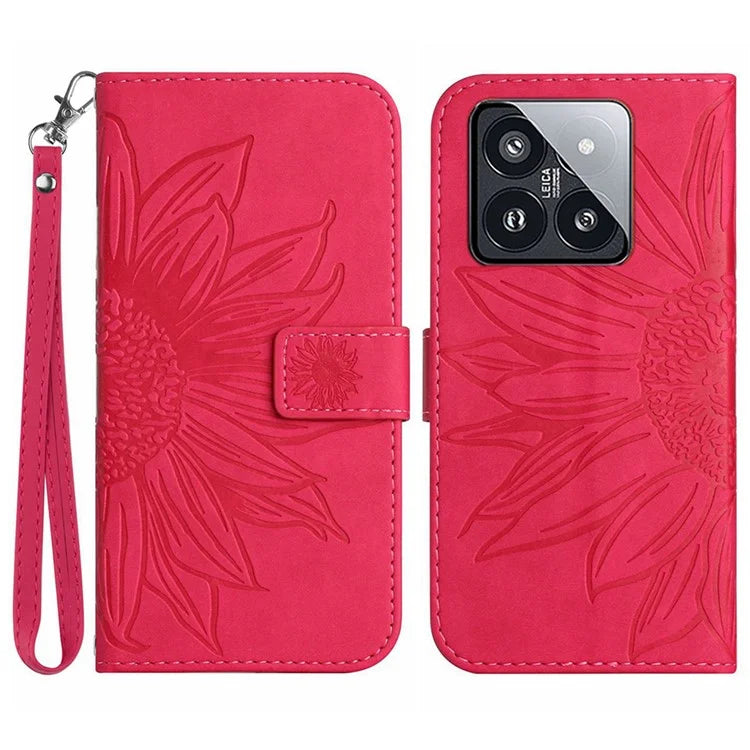 HT04 For Xiaomi 14 Pro Leather Case Skin-touch Phone Wallet Cover with Wrist Strap