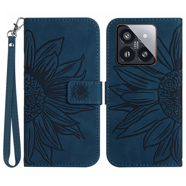 HT04 For Xiaomi 14 Pro Leather Case Skin-touch Phone Wallet Cover with Wrist Strap