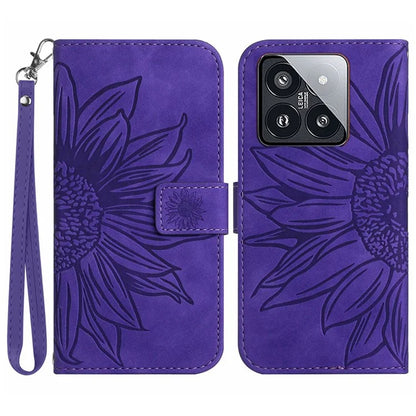 HT04 For Xiaomi 14 Pro Leather Case Skin-touch Phone Wallet Cover with Wrist Strap