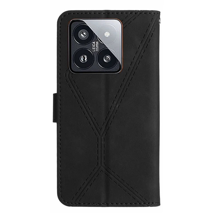 HT05 For Xiaomi 14 Pro Case Imprinted Soft PU Leather Skin-touch Phone Cover