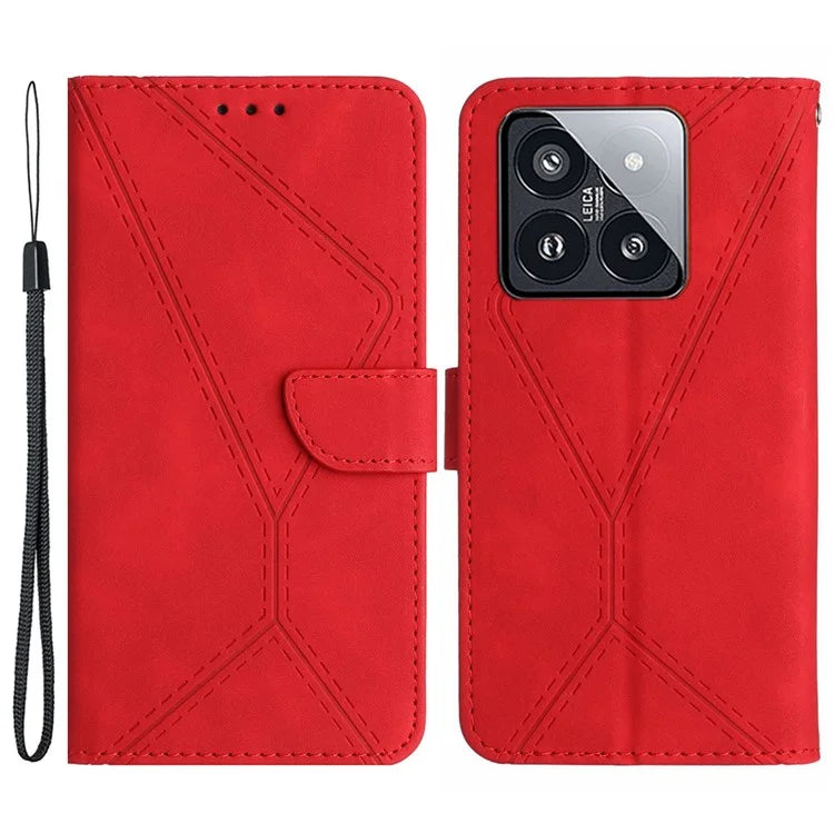 HT05 For Xiaomi 14 Pro Case Imprinted Soft PU Leather Skin-touch Phone Cover