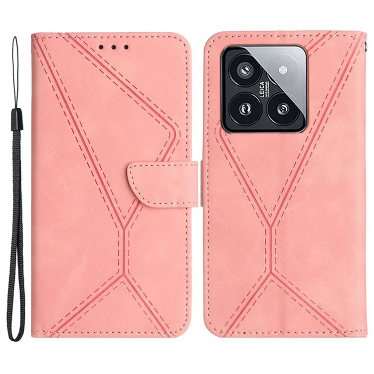 HT05 For Xiaomi 14 Pro Case Imprinted Soft PU Leather Skin-touch Phone Cover