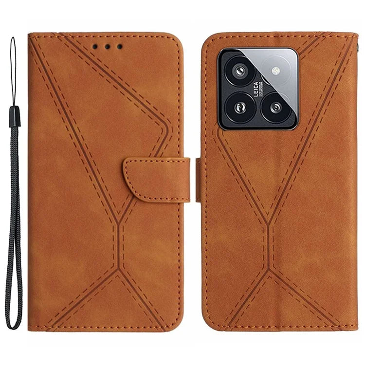 HT05 For Xiaomi 14 Pro Case Imprinted Soft PU Leather Skin-touch Phone Cover