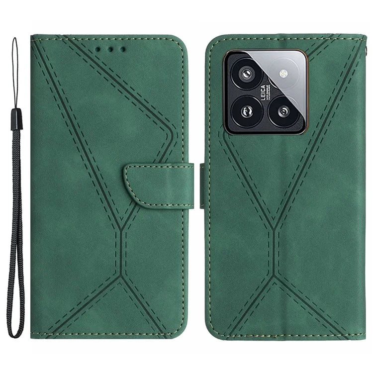 HT05 For Xiaomi 14 Pro Case Imprinted Soft PU Leather Skin-touch Phone Cover