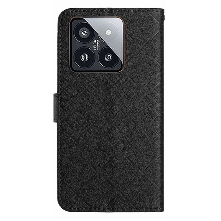 HT06 For Xiaomi 14 Case Anti-scratch Imprint PU Leather Litchi Texture Smart Phone Cover