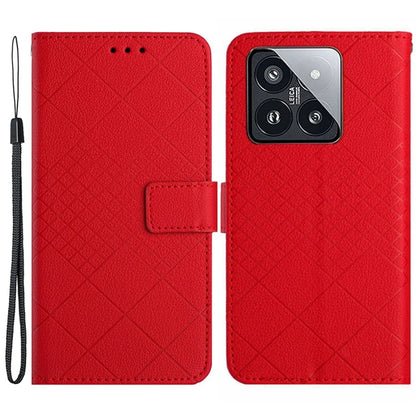 HT06 For Xiaomi 14 Case Anti-scratch Imprint PU Leather Litchi Texture Smart Phone Cover