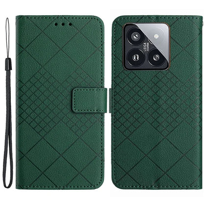 HT06 For Xiaomi 14 Case Anti-scratch Imprint PU Leather Litchi Texture Smart Phone Cover