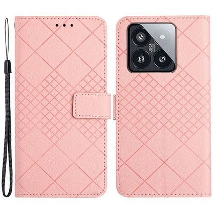 HT06 For Xiaomi 14 Case Anti-scratch Imprint PU Leather Litchi Texture Smart Phone Cover