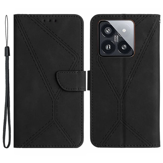 HT05 For Xiaomi 14 Case Leather Skin-touch Anti-scratch Wallet Phone Cover