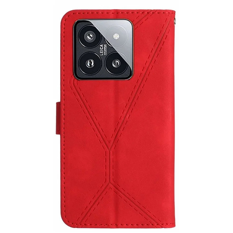 HT05 For Xiaomi 14 Case Leather Skin-touch Anti-scratch Wallet Phone Cover