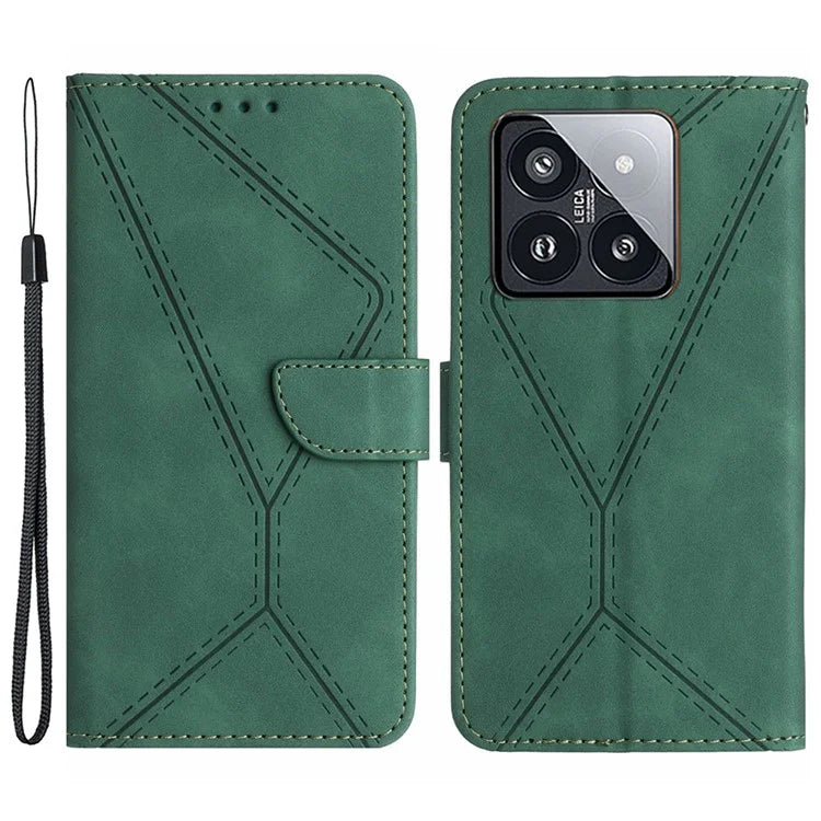 HT05 For Xiaomi 14 Case Leather Skin-touch Anti-scratch Wallet Phone Cover