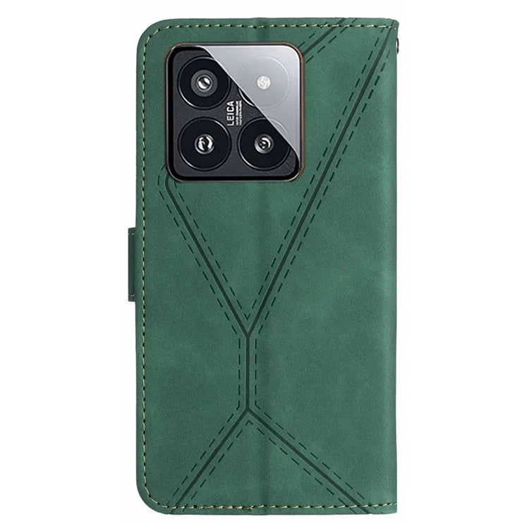 HT05 For Xiaomi 14 Case Leather Skin-touch Anti-scratch Wallet Phone Cover