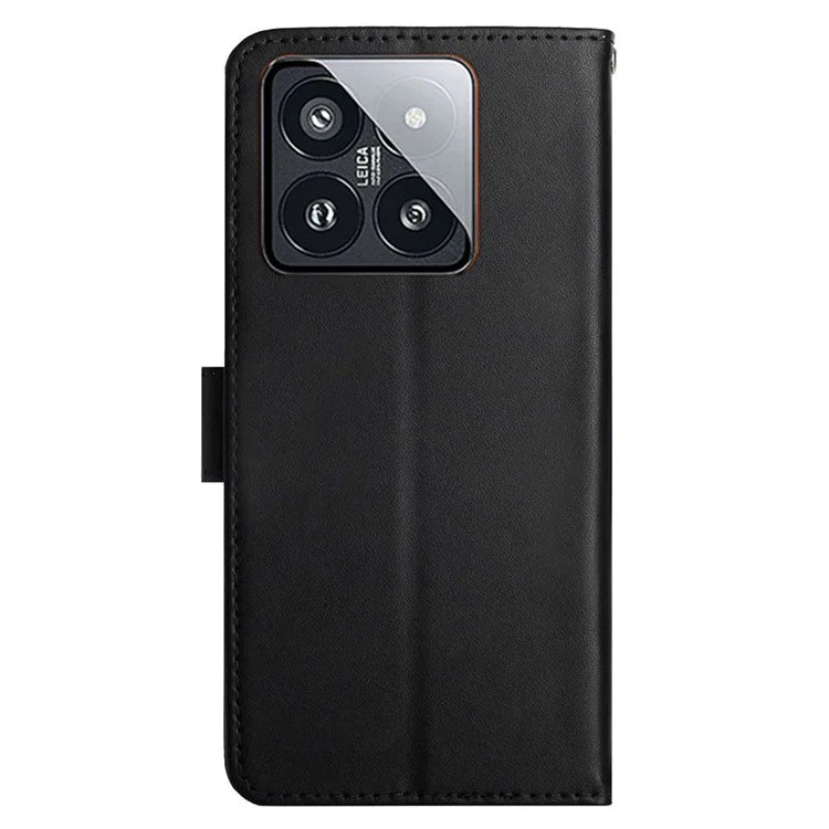 HT02 For Xiaomi 14 Case Dustproof Genuine Cow Leather Mobile Phone Cover Wallet