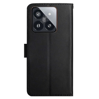 HT02 For Xiaomi 14 Case Dustproof Genuine Cow Leather Mobile Phone Cover Wallet