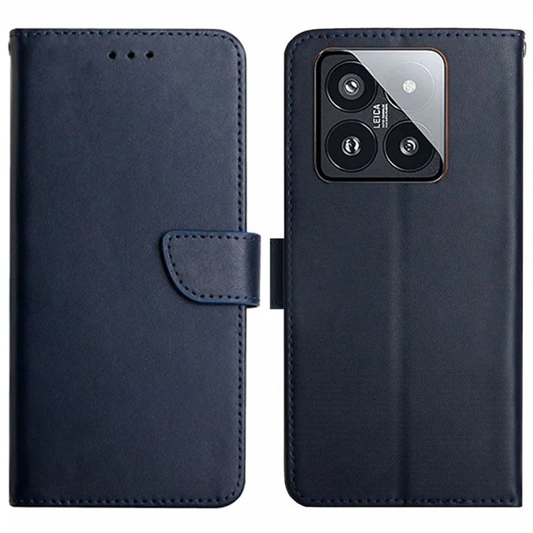 HT02 For Xiaomi 14 Case Dustproof Genuine Cow Leather Mobile Phone Cover Wallet