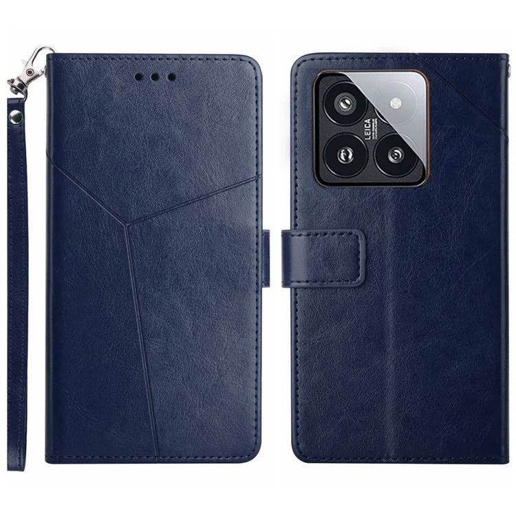 HT01 For Xiaomi 14 Case Imprinted Leather Phone Cover with Stand and Wallet