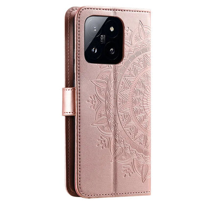 For Xiaomi 14 Pro Case Mandala Flower Imprinted Leather Phone Wallet Cover with Stand