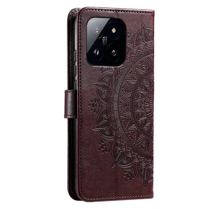 For Xiaomi 14 Pro Case Mandala Flower Imprinted Leather Phone Wallet Cover with Stand