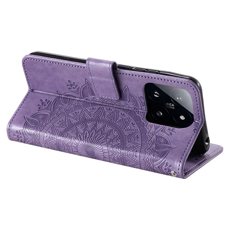 For Xiaomi 14 Pro Case Mandala Flower Imprinted Leather Phone Wallet Cover with Stand