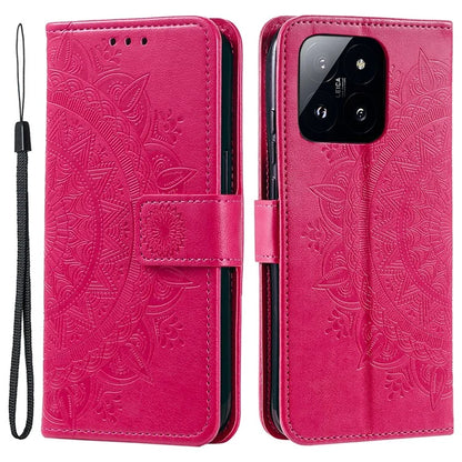 For Xiaomi 14 Pro Case Mandala Flower Imprinted Leather Phone Wallet Cover with Stand