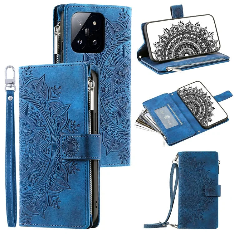 Style 006 For Xiaomi 14 Pro Case Leather Wallet Cover with Hand Strap and Shoulder Strap