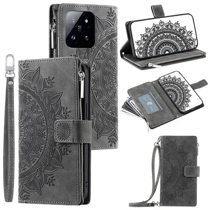 Style 006 For Xiaomi 14 Pro Case Leather Wallet Cover with Hand Strap and Shoulder Strap