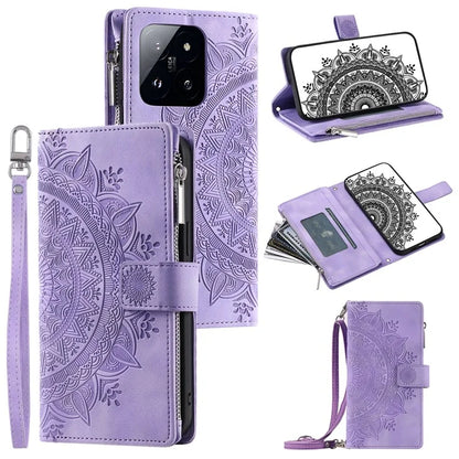 Style 006 For Xiaomi 14 Pro Case Leather Wallet Cover with Hand Strap and Shoulder Strap