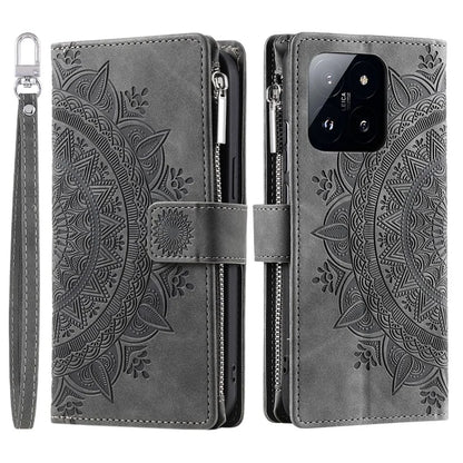 For Xiaomi 14 Pro Case Imprinted Phone Cover Slim-Fit Phone Shell Leather Wallet with Strap