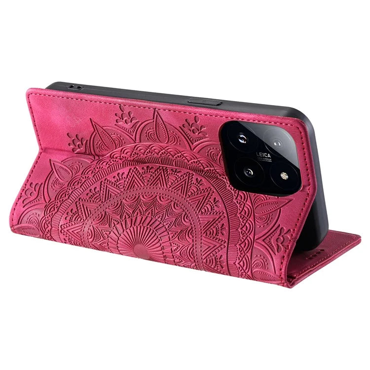Style-010 For Xiaomi 14 Pro Case Imprinted Mandala Flower Leather Phone Cover