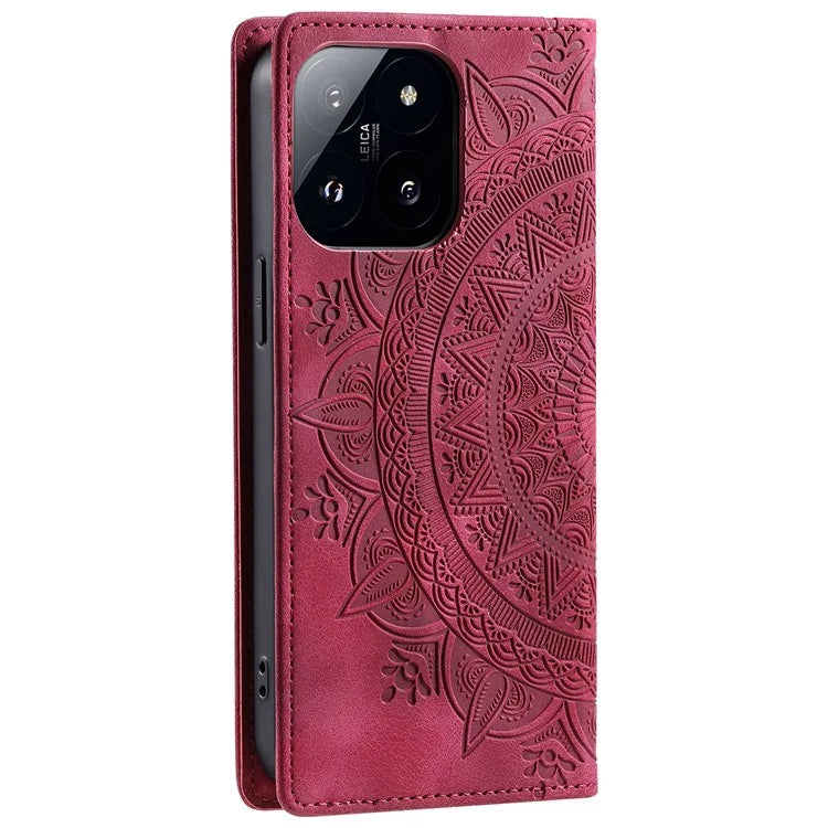 Style-010 For Xiaomi 14 Pro Case Imprinted Mandala Flower Leather Phone Cover