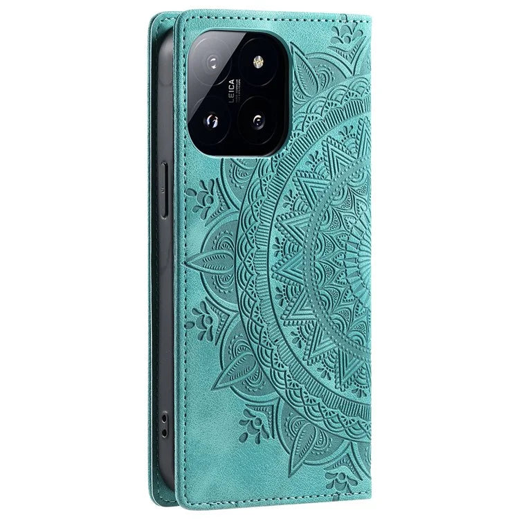 Style-010 For Xiaomi 14 Pro Case Imprinted Mandala Flower Leather Phone Cover