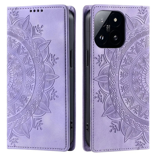 Style-010 For Xiaomi 14 Pro Case Imprinted Mandala Flower Leather Phone Cover