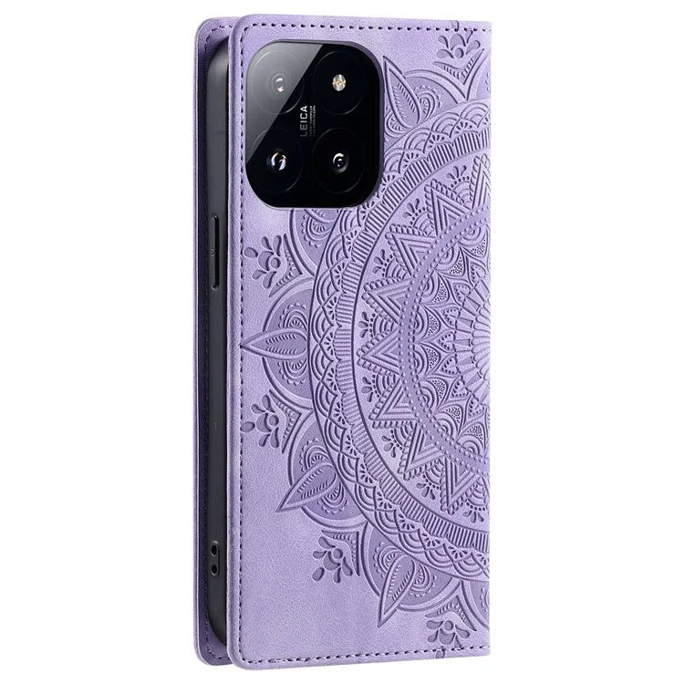 Style-010 For Xiaomi 14 Pro Case Imprinted Mandala Flower Leather Phone Cover