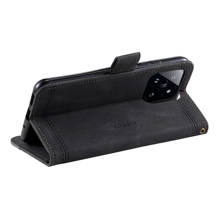 TTUDRCH Style 004 for Xiaomi 14 Pro Case RFID Blocking Wallet Stand Phone Cover