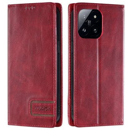 TTUDRCH Style 007 For Xiaomi 14 Pro Case RFID Blocking Leather Wallet Phone Cover