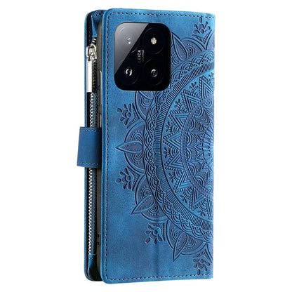 006 For Xiaomi 14 Case Slim-Fit Phone Shell Leather Wallet Imprinted Phone Cover with Strap