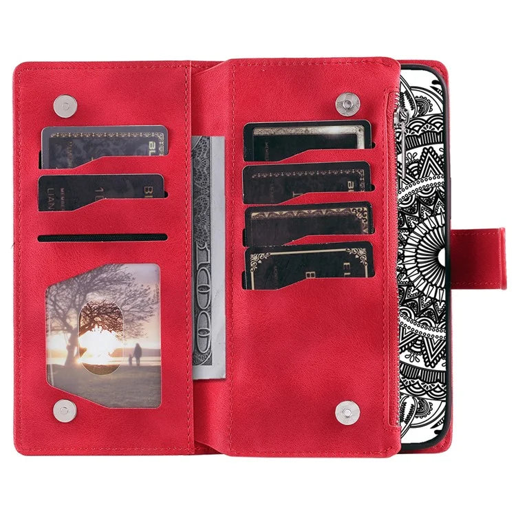 006 For Xiaomi 14 Case Slim-Fit Phone Shell Leather Wallet Imprinted Phone Cover with Strap