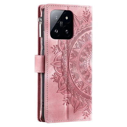 006 For Xiaomi 14 Case Slim-Fit Phone Shell Leather Wallet Imprinted Phone Cover with Strap