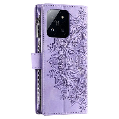 006 For Xiaomi 14 Case Slim-Fit Phone Shell Leather Wallet Imprinted Phone Cover with Strap