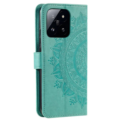 For Xiaomi 14 Case Mandala Flower Imprint Leather Wallet Phone Cover with Strap