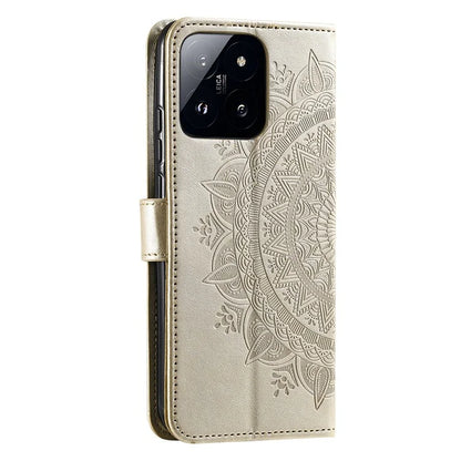 For Xiaomi 14 Case Mandala Flower Imprint Leather Wallet Phone Cover with Strap