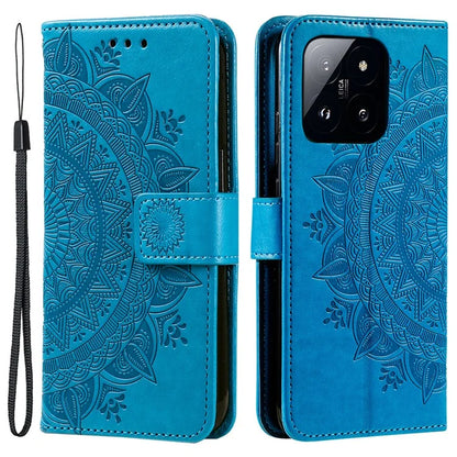 For Xiaomi 14 Case Mandala Flower Imprint Leather Wallet Phone Cover with Strap